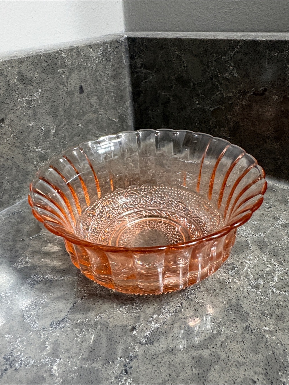 Vintage KIG Indonesia Pink Glass Bowl from 1970’s “Pink Depression Glass”